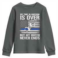 Police Retirement Youth Sweatshirt Handcuffs US Flag Retired Police Graphic