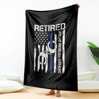 Police Retirement Throw Blanket Retired Not My Problem Anymore Handcuffs US Flag Retired Police Graphic