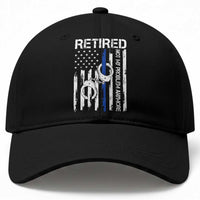 Police Retirement Baseball Cap Retired Not My Problem Anymore Handcuffs US Flag Retired Police Graphic