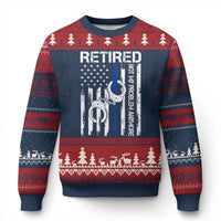 Police Retirement Ugly Christmas Sweater Retired Not My Problem Anymore Handcuffs US Flag Retired Police Graphic
