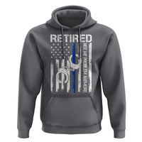 Police Retirement Hoodie Retired Not My Problem Anymore Handcuffs US Flag Retired Police Graphic