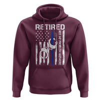 Police Retirement Hoodie Retired Not My Problem Anymore Handcuffs US Flag Retired Police Graphic