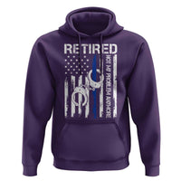 Police Retirement Hoodie Retired Not My Problem Anymore Handcuffs US Flag Retired Police Graphic