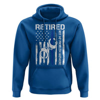 Police Retirement Hoodie Retired Not My Problem Anymore Handcuffs US Flag Retired Police Graphic