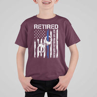 Police Retirement T Shirt For Kid Retired Not My Problem Anymore Handcuffs US Flag Retired Police Graphic