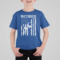 Police Retirement T Shirt For Kid Retired Not My Problem Anymore Handcuffs US Flag Retired Police Graphic