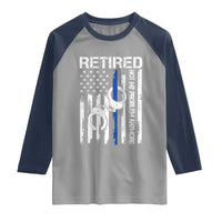 Police Retirement Raglan Shirt Retired Not My Problem Anymore Handcuffs US Flag Retired Police Graphic