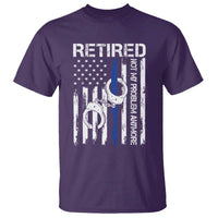 Police Retirement T Shirt Retired Not My Problem Anymore Handcuffs US Flag Retired Police Graphic