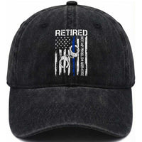 Police Retirement Washed Cotton Baseball Cap Retired Not My Problem Anymore Handcuffs US Flag Retired Police Graphic