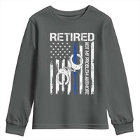 Police Retirement Youth Sweatshirt Retired Not My Problem Anymore Handcuffs US Flag Retired Police Graphic
