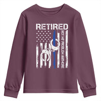 Police Retirement Youth Sweatshirt Retired Not My Problem Anymore Handcuffs US Flag Retired Police Graphic