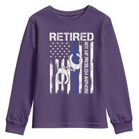Police Retirement Youth Sweatshirt Retired Not My Problem Anymore Handcuffs US Flag Retired Police Graphic