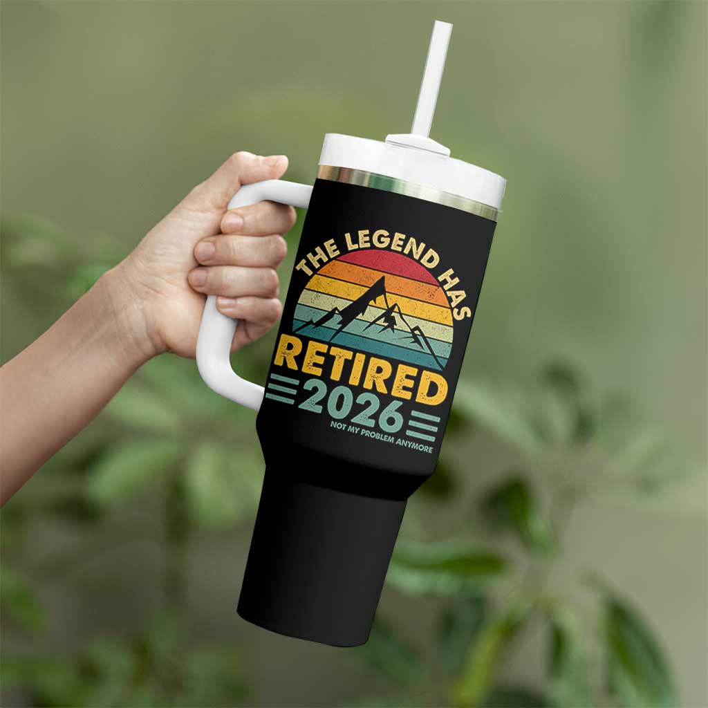 Retired 2026 Not My Problem Anymore Tumbler With Handle Vintage Retirement Gift