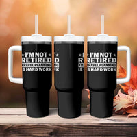Im Not Retired Travel Planning Is Hard Work Tumbler With Handle Funny Vacation Retirement Gift