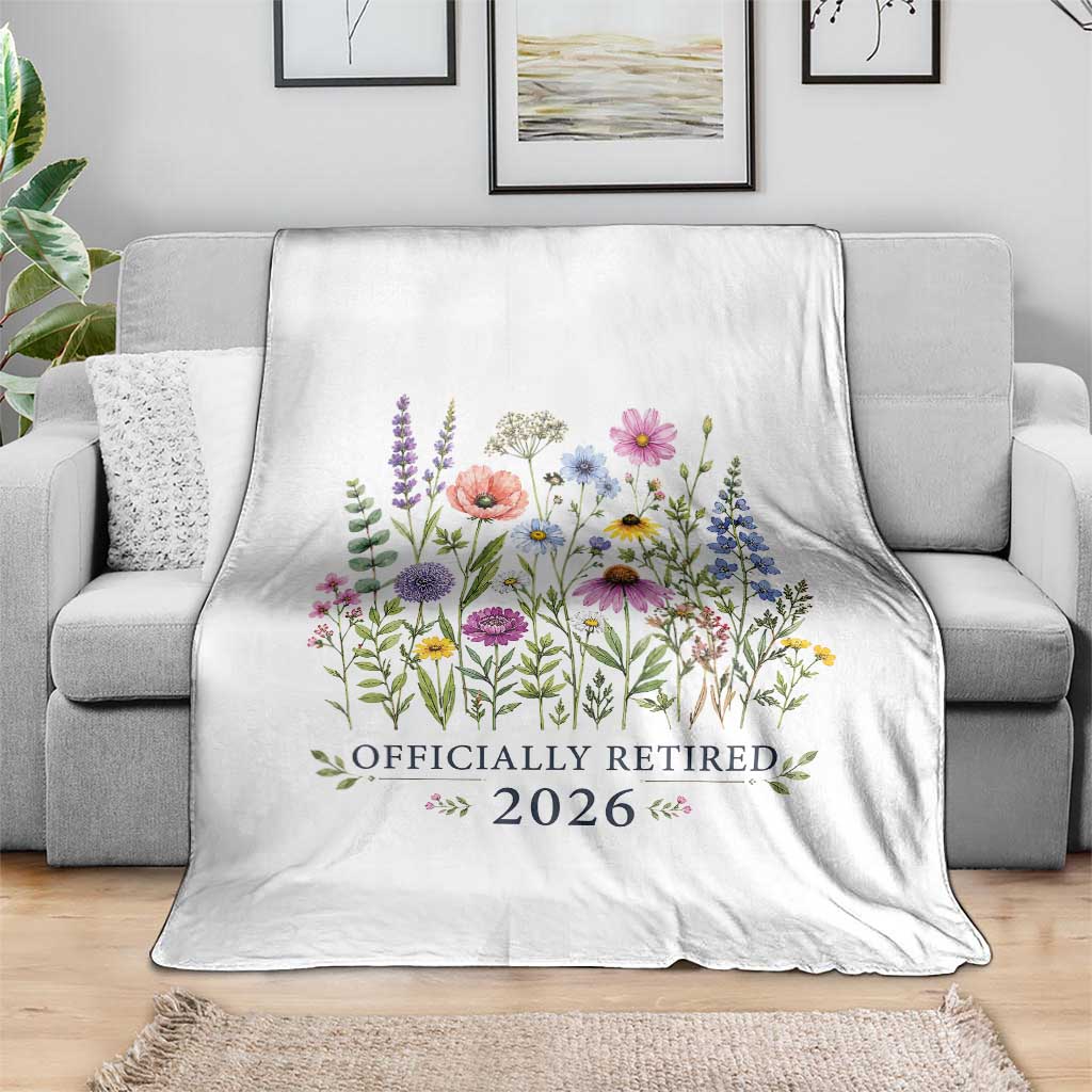 Officially Retired 2026 Wildflowers Botanical Floral Graphic Throw Blanket