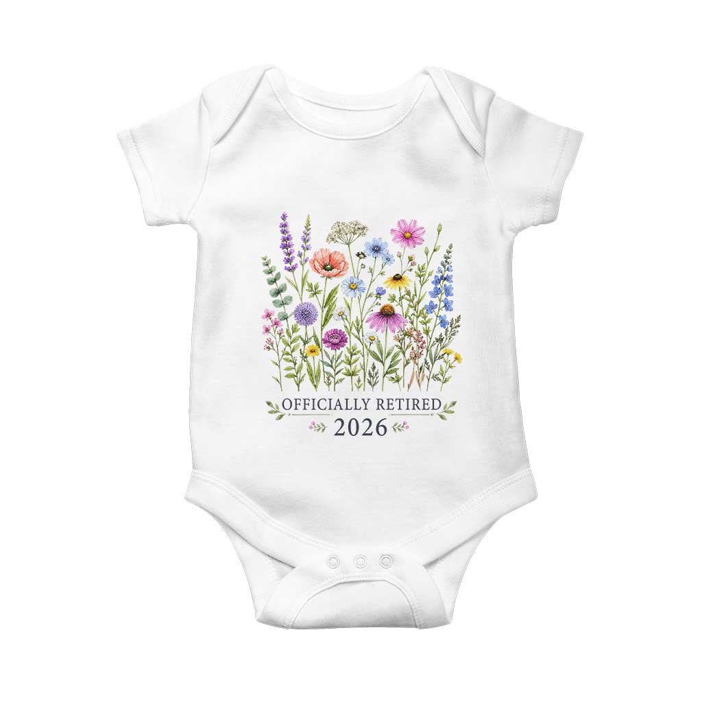 Officially Retired 2026 Wildflowers Botanical Floral Graphic Baby Onesie