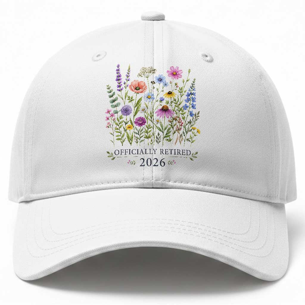 Officially Retired 2026 Wildflowers Botanical Floral Graphic Baseball Cap