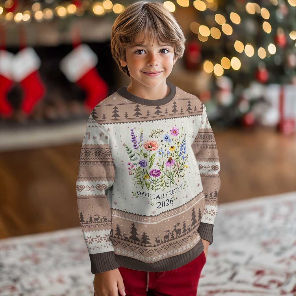Officially Retired 2026 Wildflowers Botanical Floral Graphic Ugly Christmas Sweater