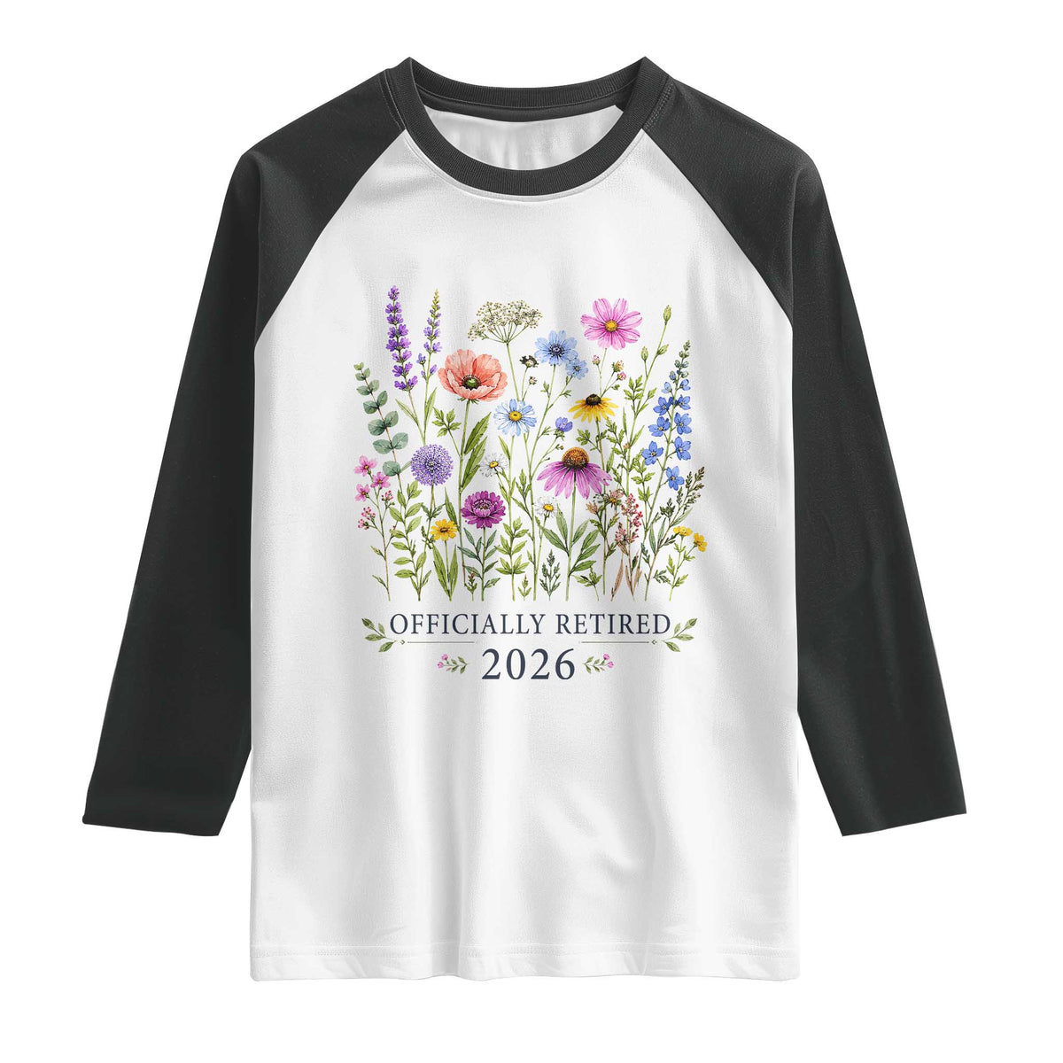 Officially Retired 2026 Wildflowers Botanical Floral Graphic Raglan Shirt