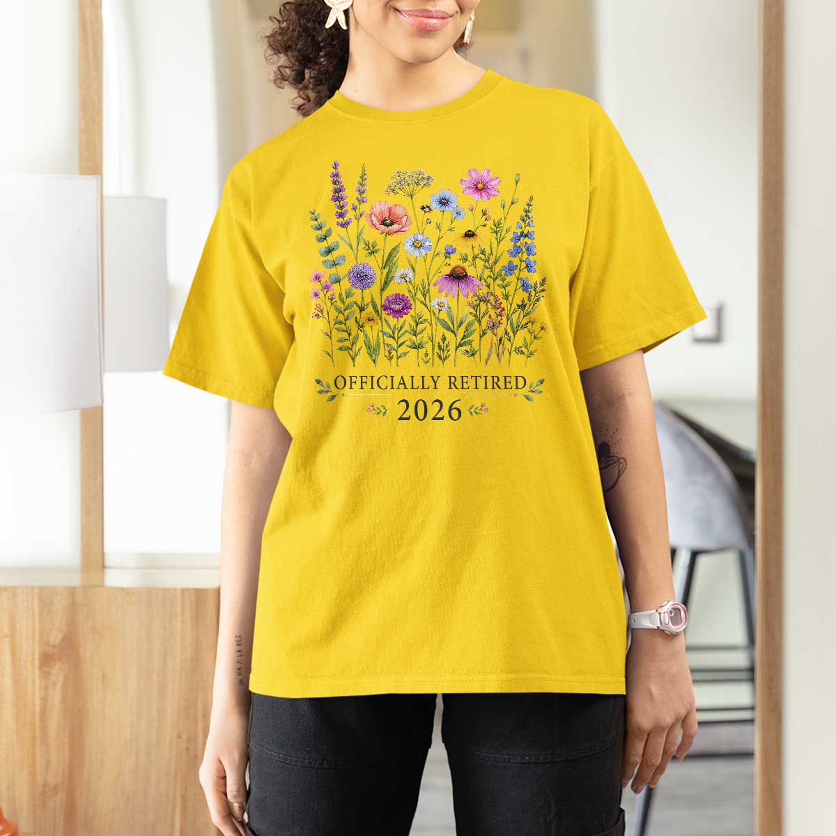 Officially Retired 2026 Wildflowers Botanical Floral Graphic T Shirt For Women