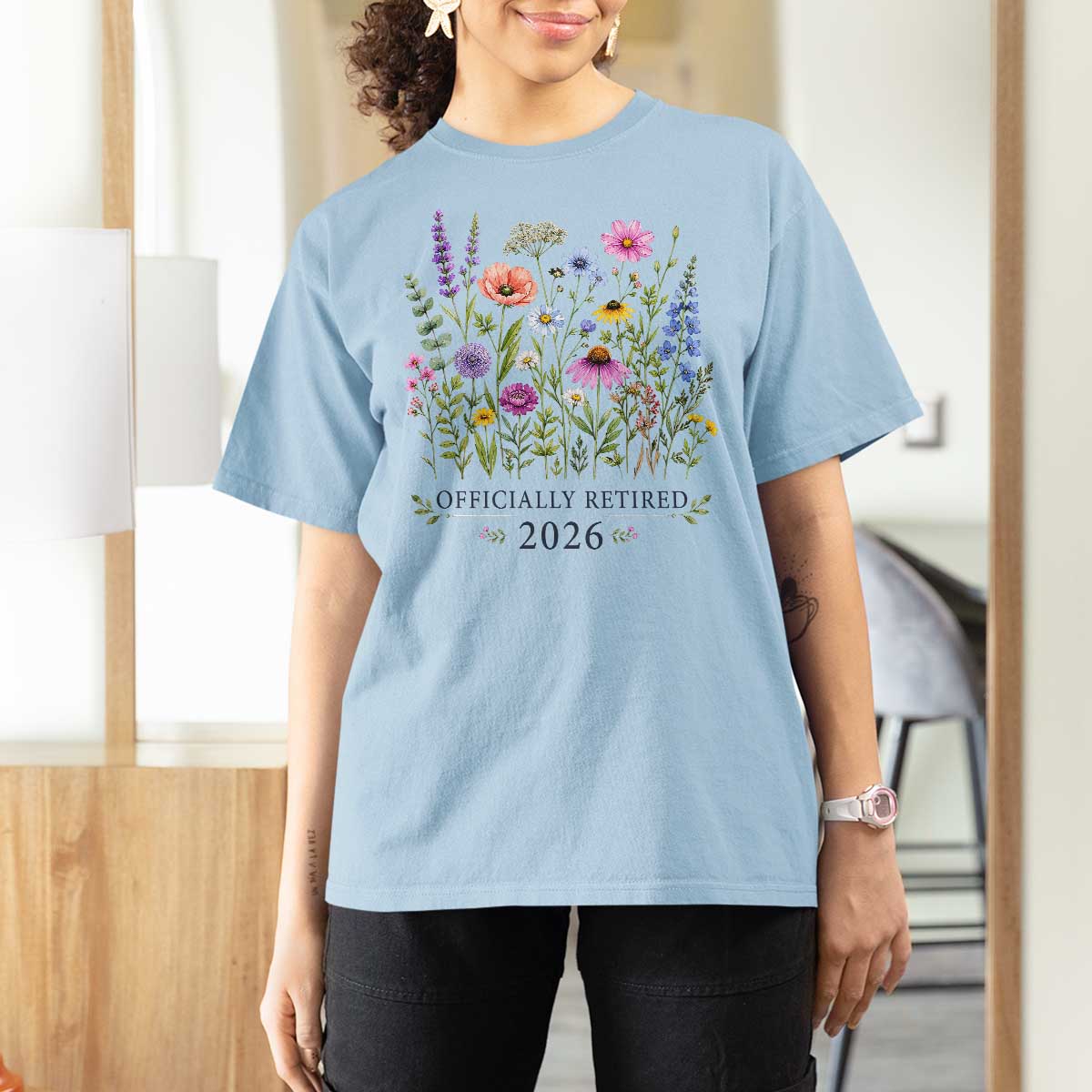 Officially Retired 2026 Wildflowers Botanical Floral Graphic T Shirt For Women