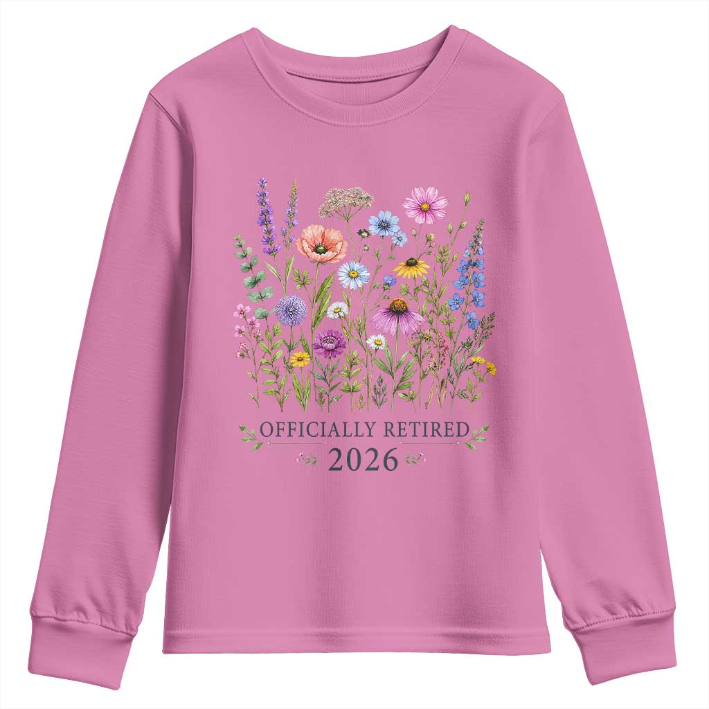 Officially Retired 2026 Wildflowers Botanical Floral Graphic Youth Sweatshirt