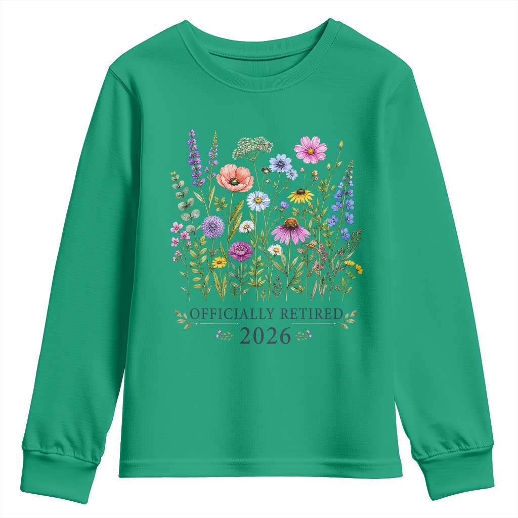 Officially Retired 2026 Wildflowers Botanical Floral Graphic Youth Sweatshirt