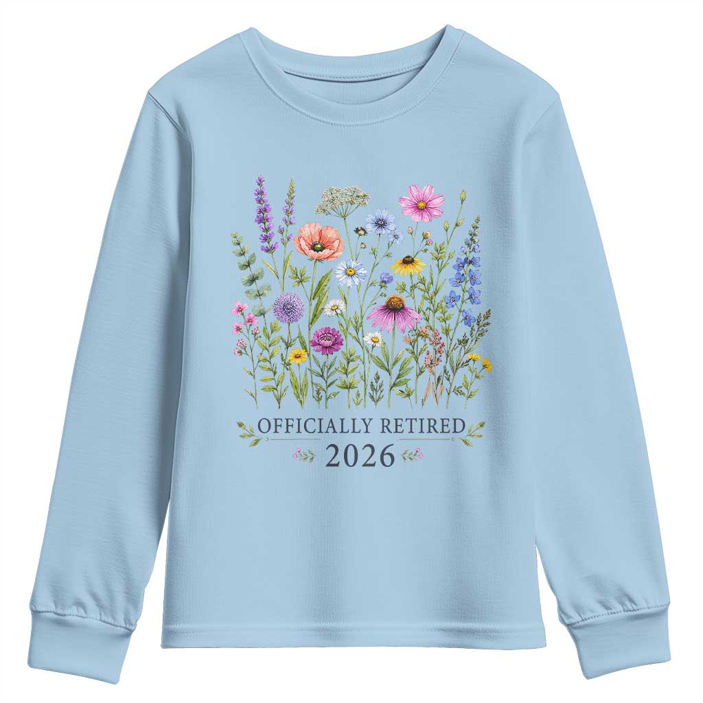 Officially Retired 2026 Wildflowers Botanical Floral Graphic Youth Sweatshirt