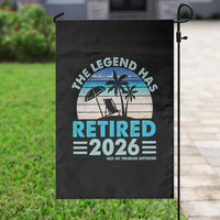 The Legend Has Retired 2026 Garden Flag Vintage Tropical Beach Sunset Graphic Ocean Vibes