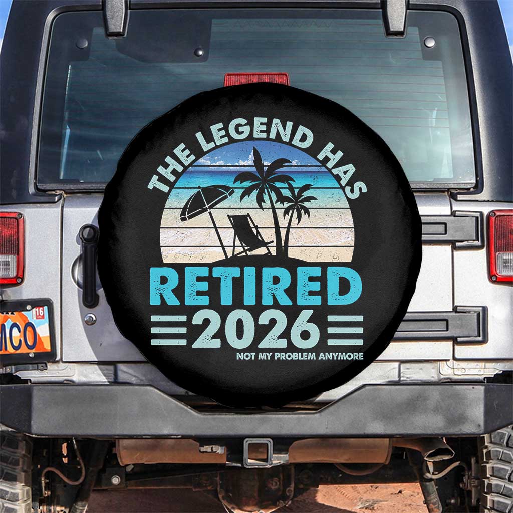 The Legend Has Retired 2026 Spare Tire Cover Vintage Tropical Beach Sunset Graphic Ocean Vibes