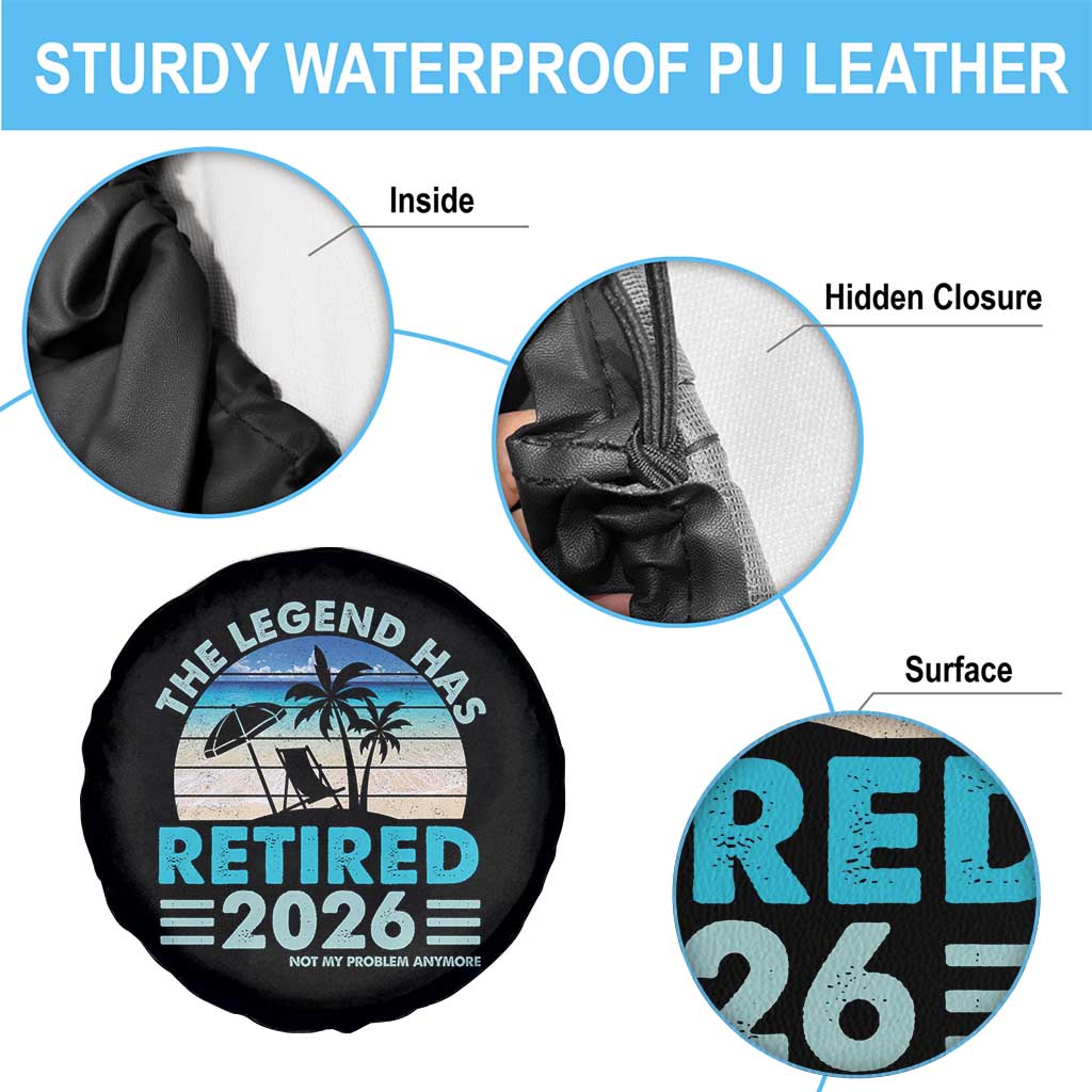 The Legend Has Retired 2026 Spare Tire Cover Vintage Tropical Beach Sunset Graphic Ocean Vibes