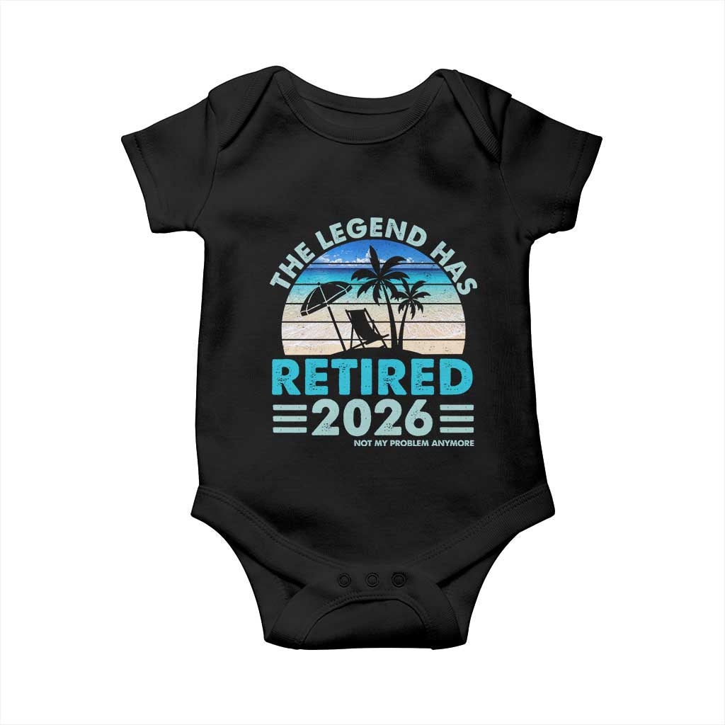 The Legend Has Retired 2026 Baby Onesie Vintage Tropical Beach Sunset Graphic Ocean Vibes