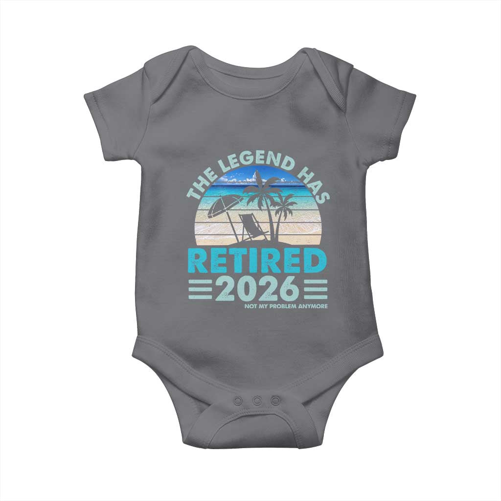 The Legend Has Retired 2026 Baby Onesie Vintage Tropical Beach Sunset Graphic Ocean Vibes