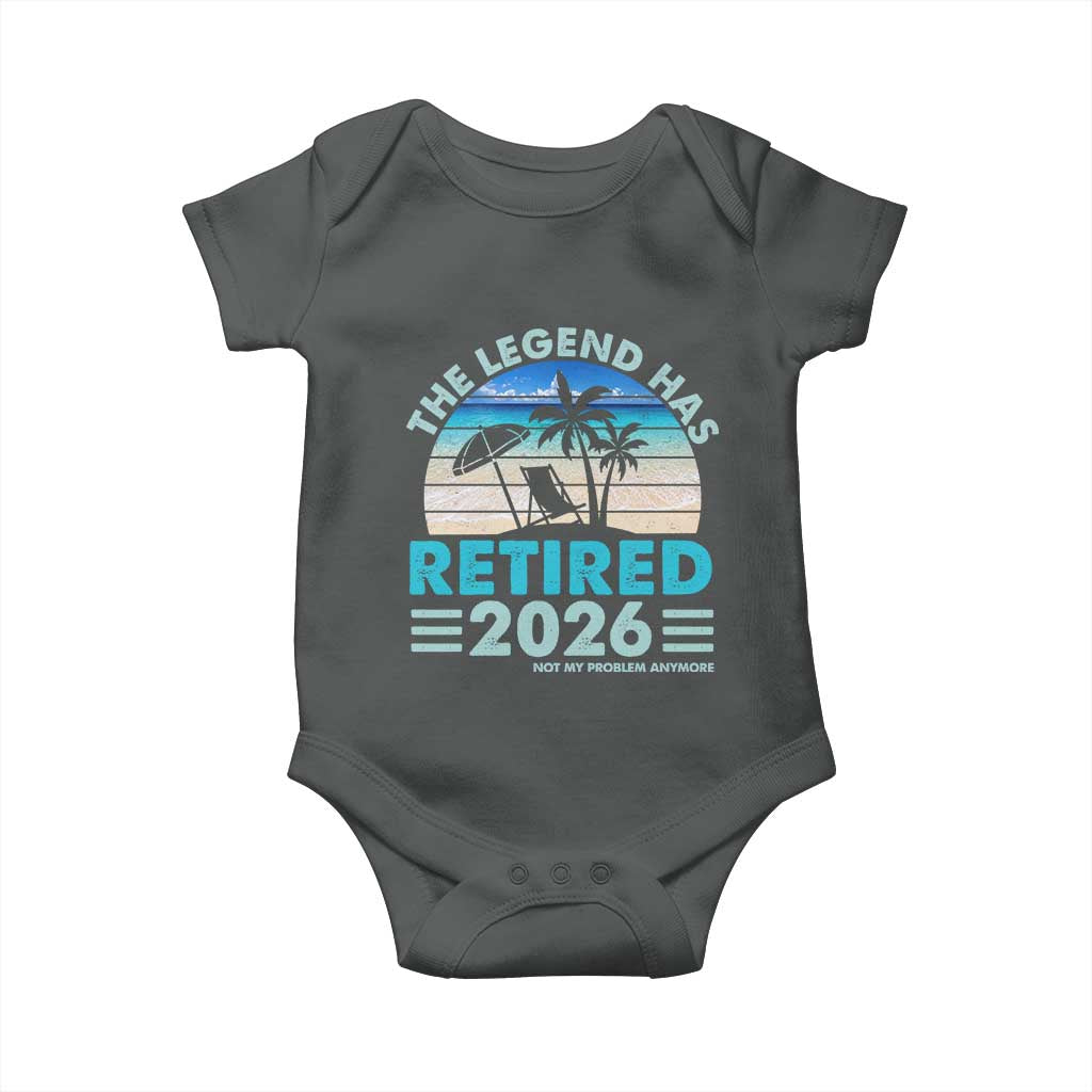 The Legend Has Retired 2026 Baby Onesie Vintage Tropical Beach Sunset Graphic Ocean Vibes