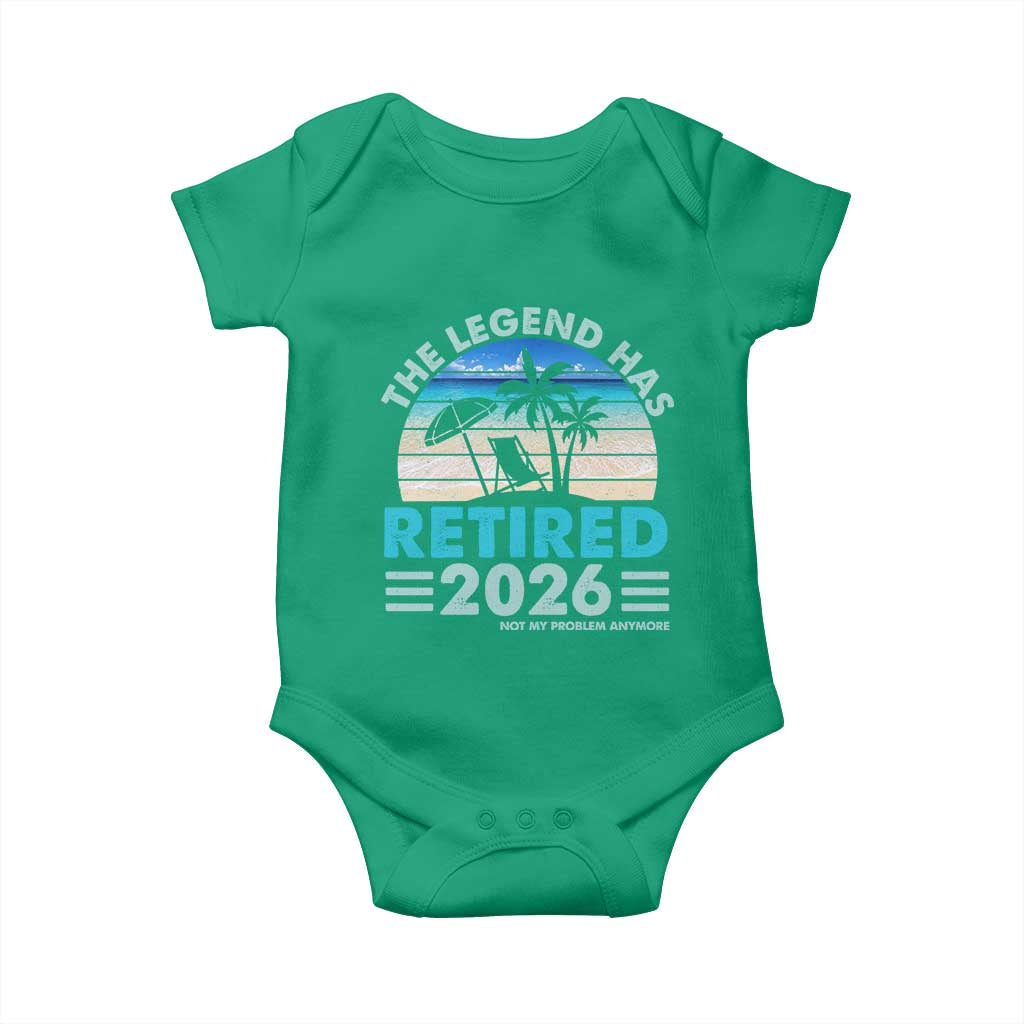 The Legend Has Retired 2026 Baby Onesie Vintage Tropical Beach Sunset Graphic Ocean Vibes
