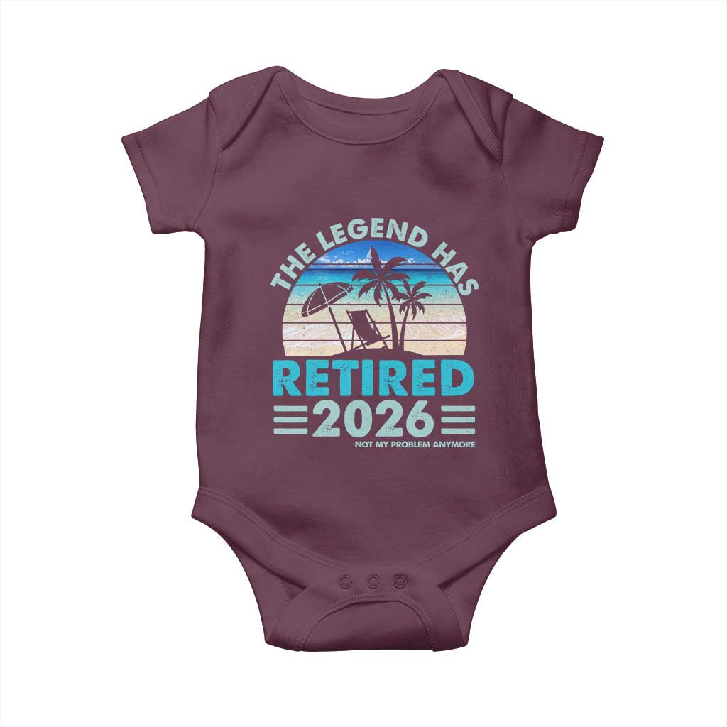 The Legend Has Retired 2026 Baby Onesie Vintage Tropical Beach Sunset Graphic Ocean Vibes