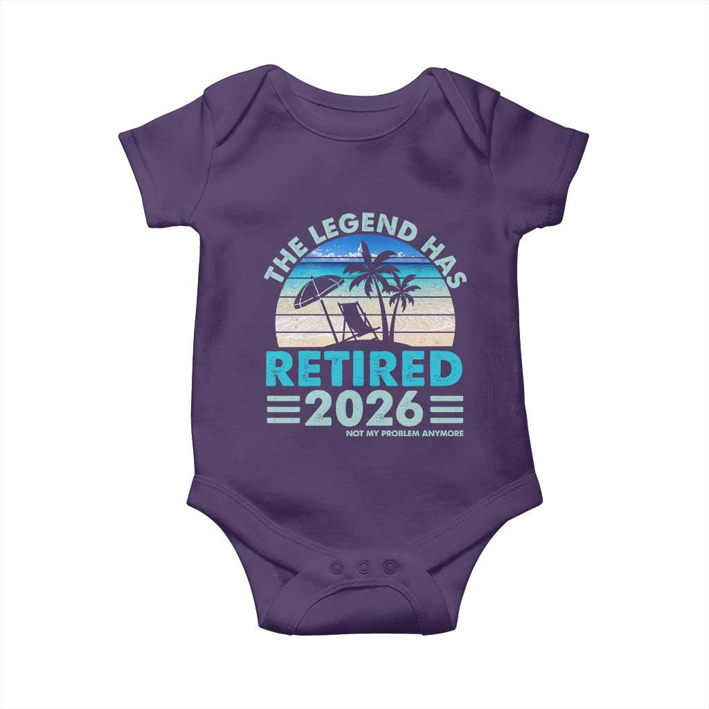The Legend Has Retired 2026 Baby Onesie Vintage Tropical Beach Sunset Graphic Ocean Vibes