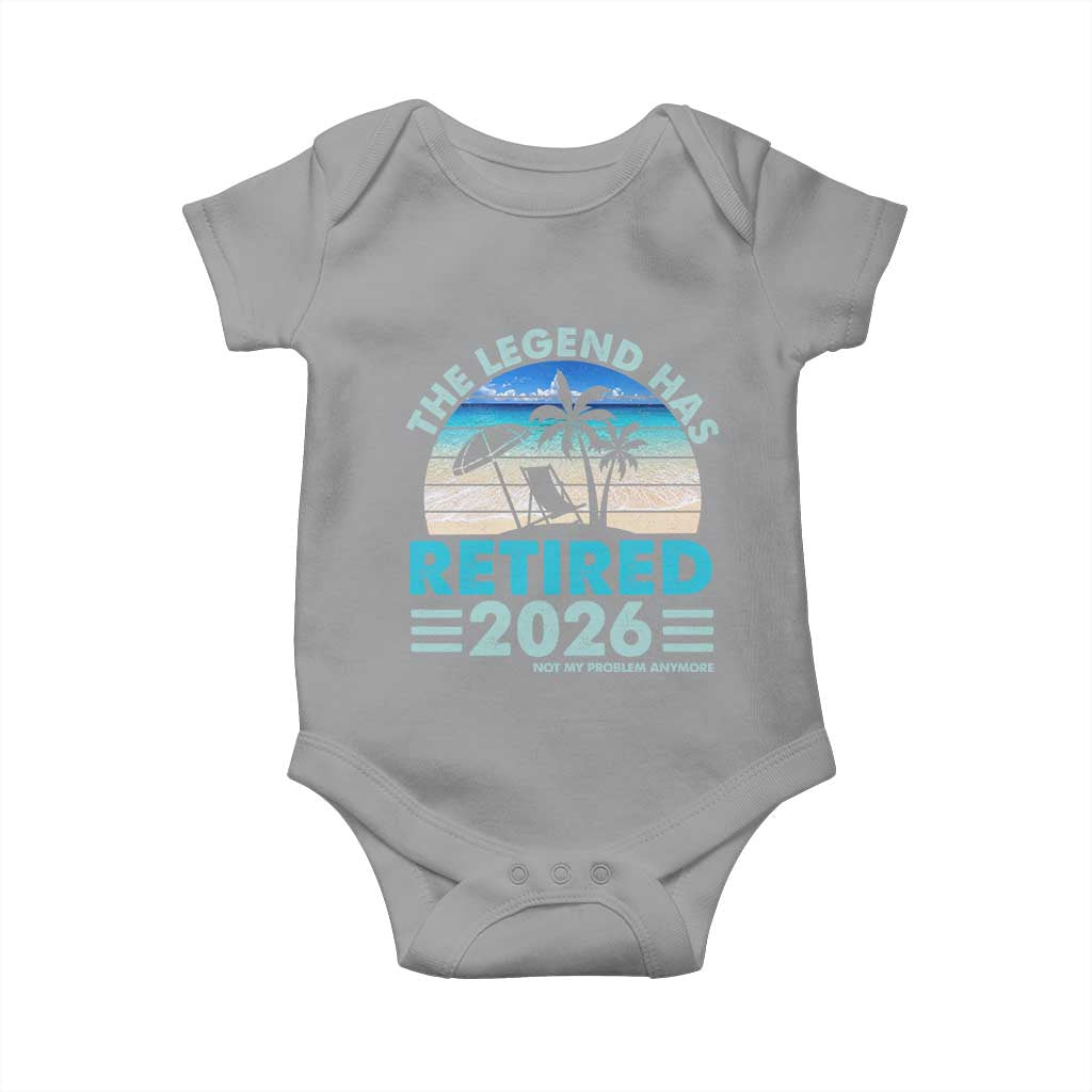 The Legend Has Retired 2026 Baby Onesie Vintage Tropical Beach Sunset Graphic Ocean Vibes