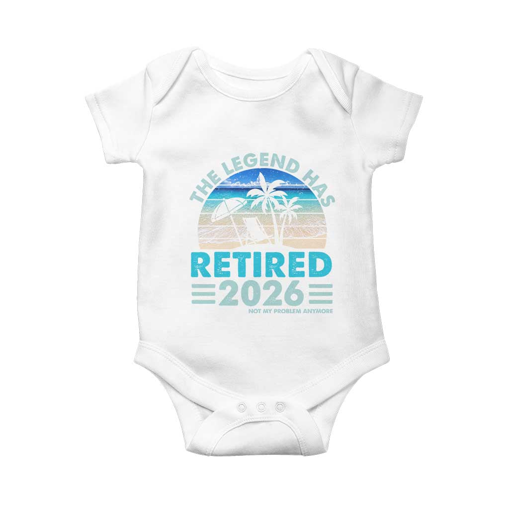 The Legend Has Retired 2026 Baby Onesie Vintage Tropical Beach Sunset Graphic Ocean Vibes