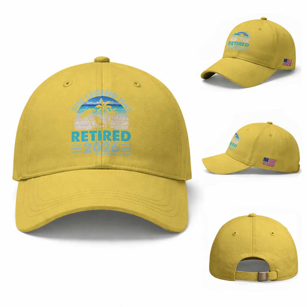 The Legend Has Retired 2026 Baseball Cap Vintage Tropical Beach Sunset Graphic Ocean Vibes