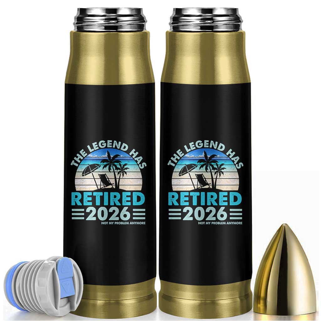 The Legend Has Retired 2026 Bullet Tumbler Vintage Tropical Beach Sunset Graphic Ocean Vibes
