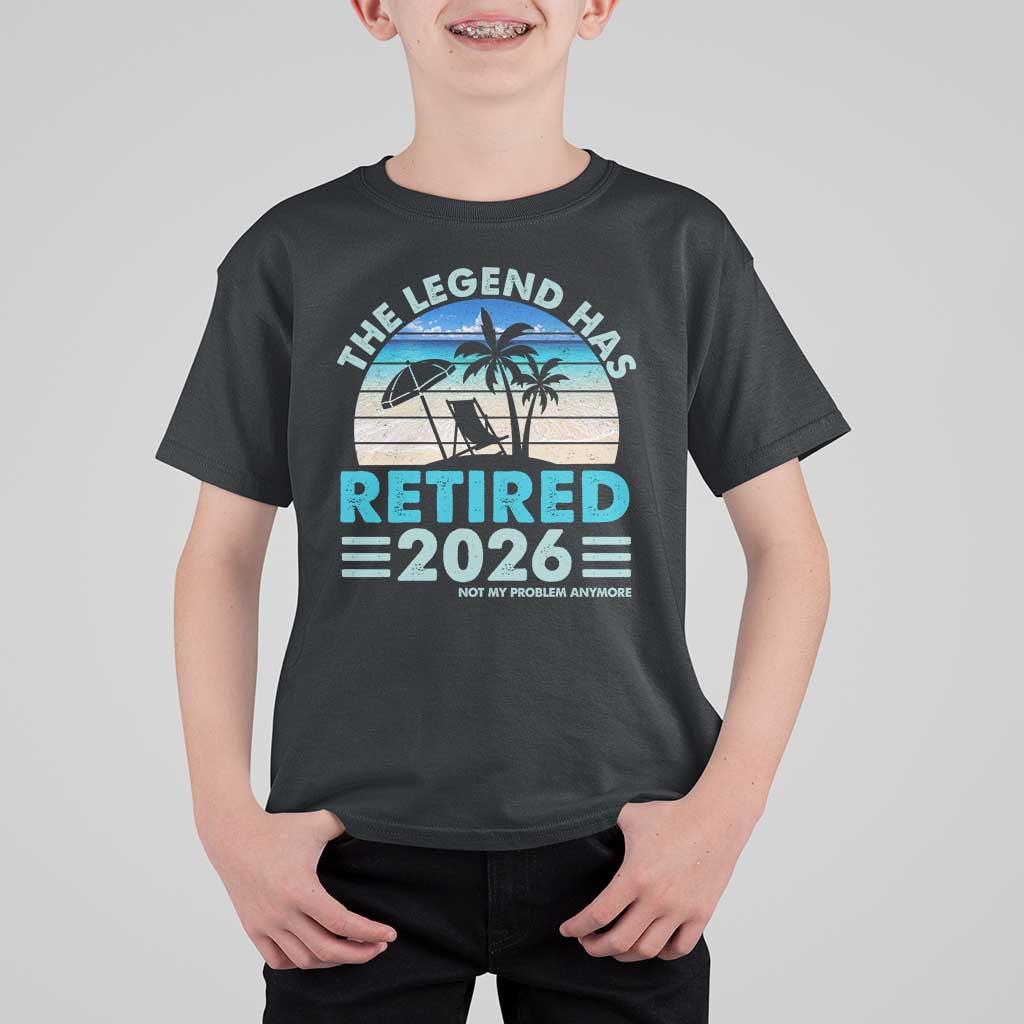 The Legend Has Retired 2026 T Shirt For Kid Vintage Tropical Beach Sunset Graphic Ocean Vibes