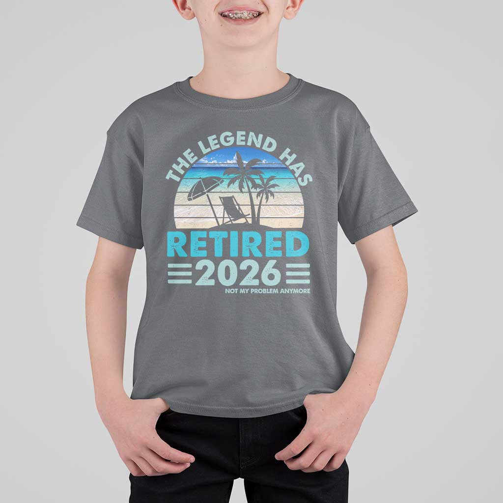 The Legend Has Retired 2026 T Shirt For Kid Vintage Tropical Beach Sunset Graphic Ocean Vibes