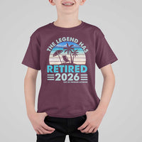 The Legend Has Retired 2026 T Shirt For Kid Vintage Tropical Beach Sunset Graphic Ocean Vibes