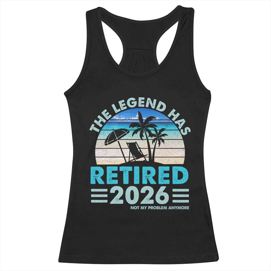 The Legend Has Retired 2026 Racerback Tank Top Vintage Tropical Beach Sunset Graphic Ocean Vibes