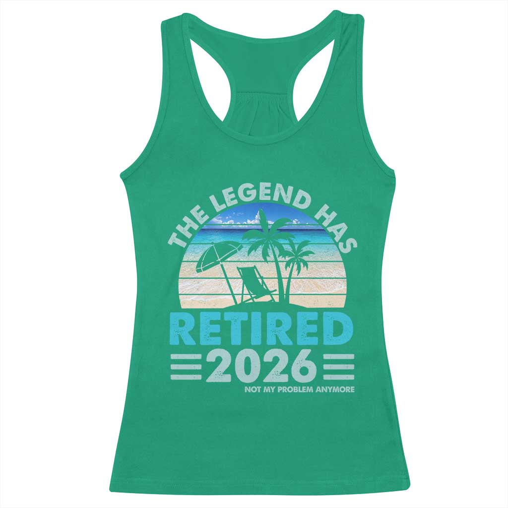 The Legend Has Retired 2026 Racerback Tank Top Vintage Tropical Beach Sunset Graphic Ocean Vibes