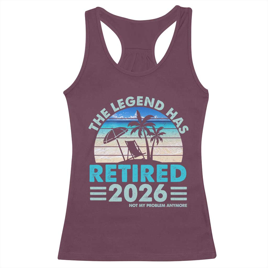 The Legend Has Retired 2026 Racerback Tank Top Vintage Tropical Beach Sunset Graphic Ocean Vibes