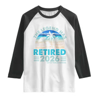 The Legend Has Retired 2026 Raglan Shirt Vintage Tropical Beach Sunset Graphic Ocean Vibes