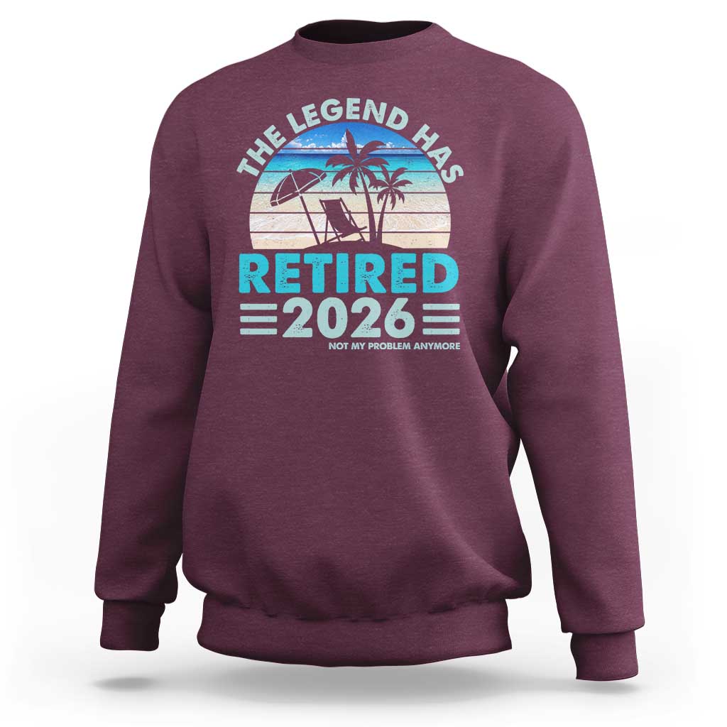 The Legend Has Retired 2026 Sweatshirt Vintage Tropical Beach Sunset Graphic Ocean Vibes