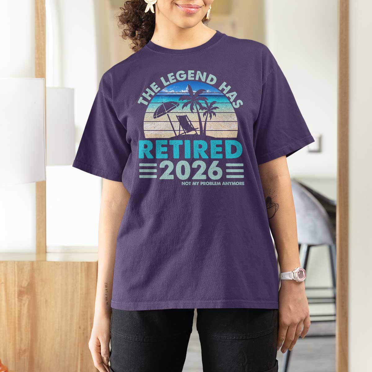 The Legend Has Retired 2026 T Shirt For Women Vintage Tropical Beach Sunset Graphic Ocean Vibes